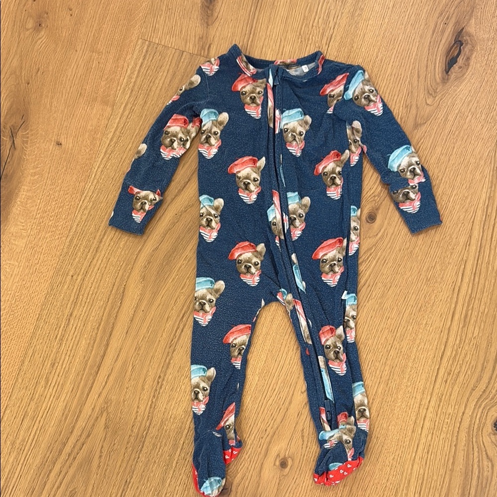 Posh Peanut Blue and Red Dog One Piece Footies